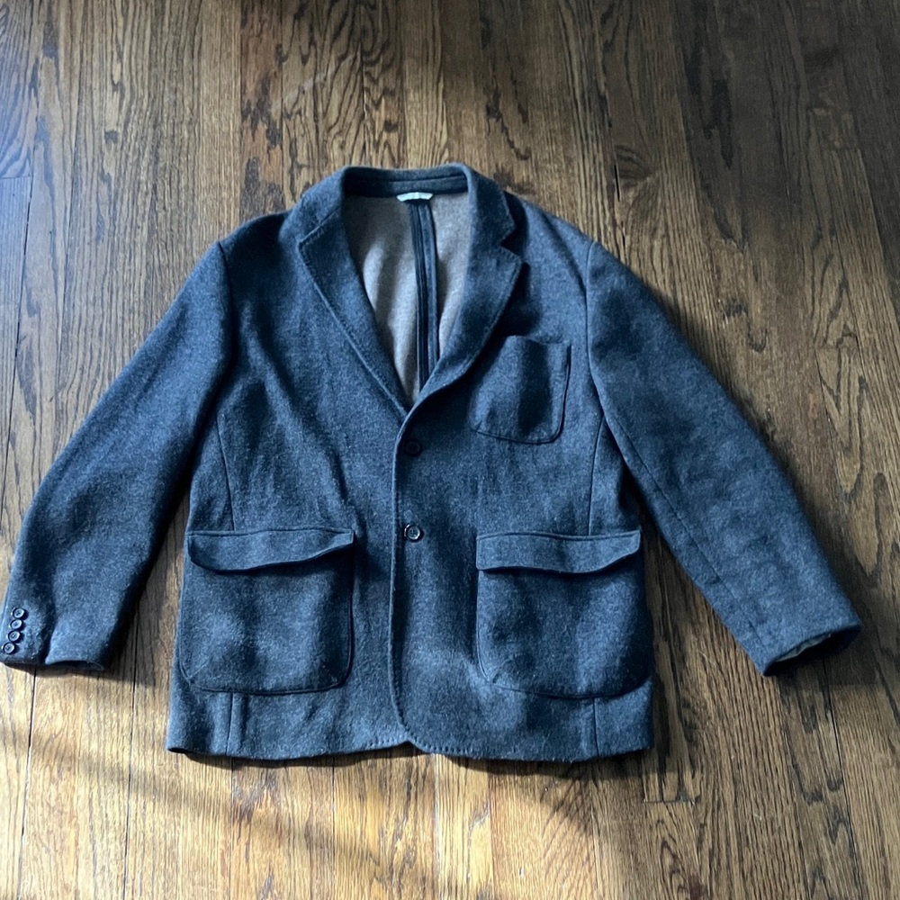 Billy Reid Dark Gray Felted Wool Blazer Jacket, 46R